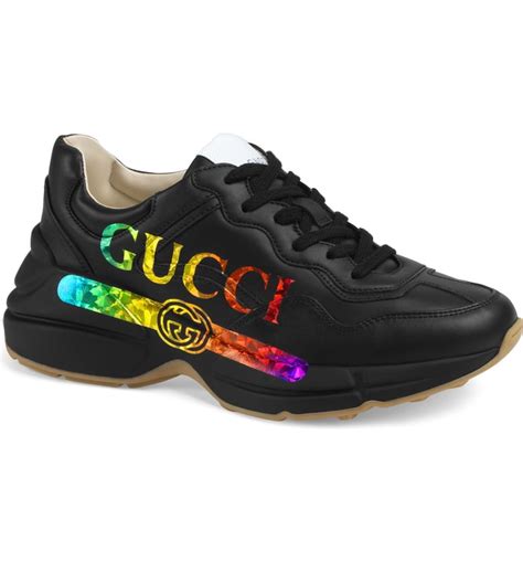 gucci rainbow black shoes|gucci rhyton sneakers outfit.